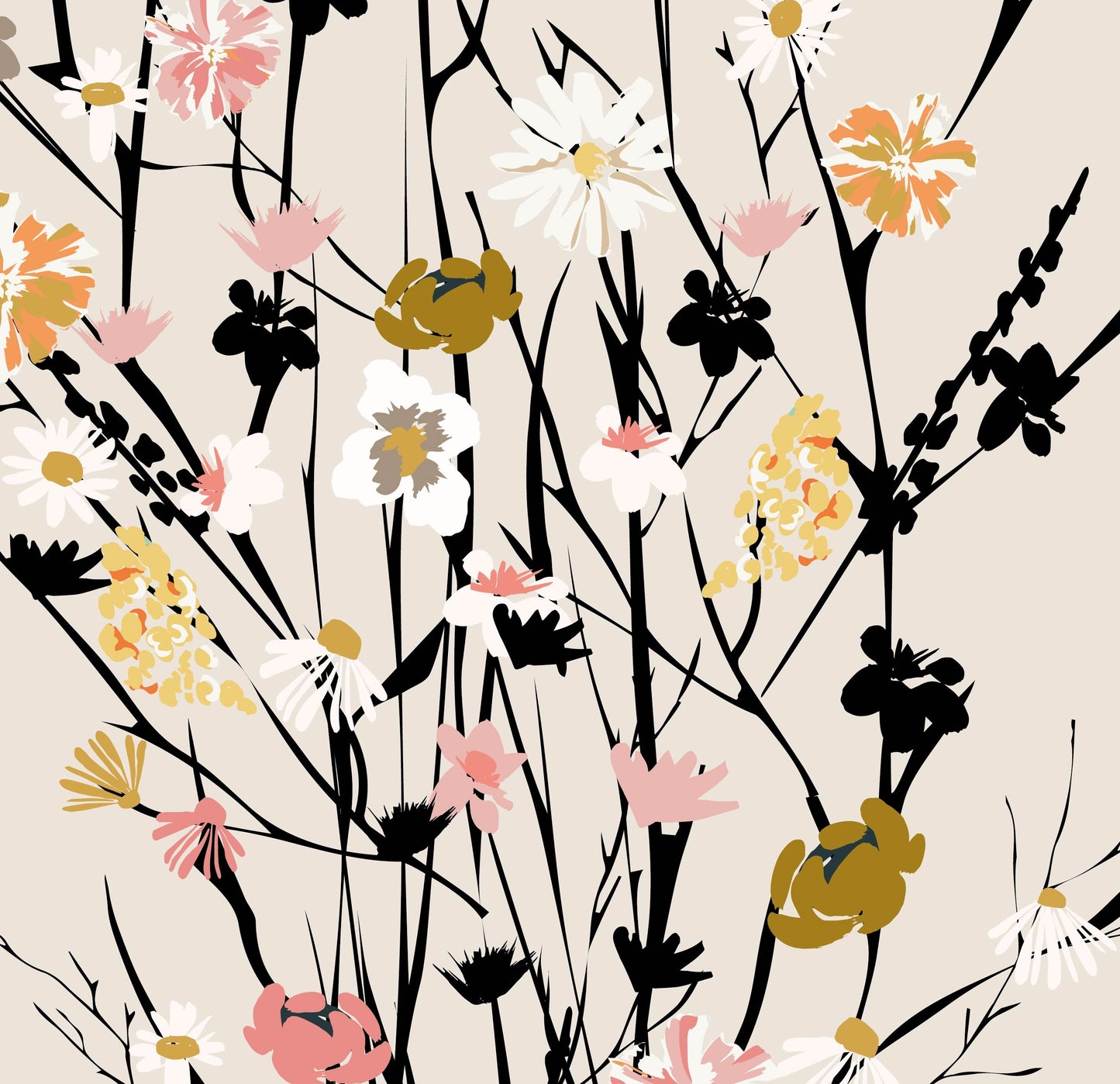 Close up detail of wild flowers print